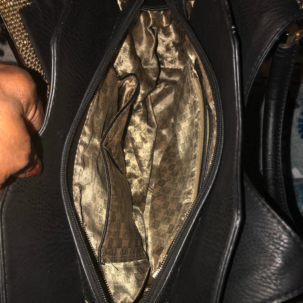 EUC Black Jewrled with Gold Hardware Handbag. - Picture 3 of 5